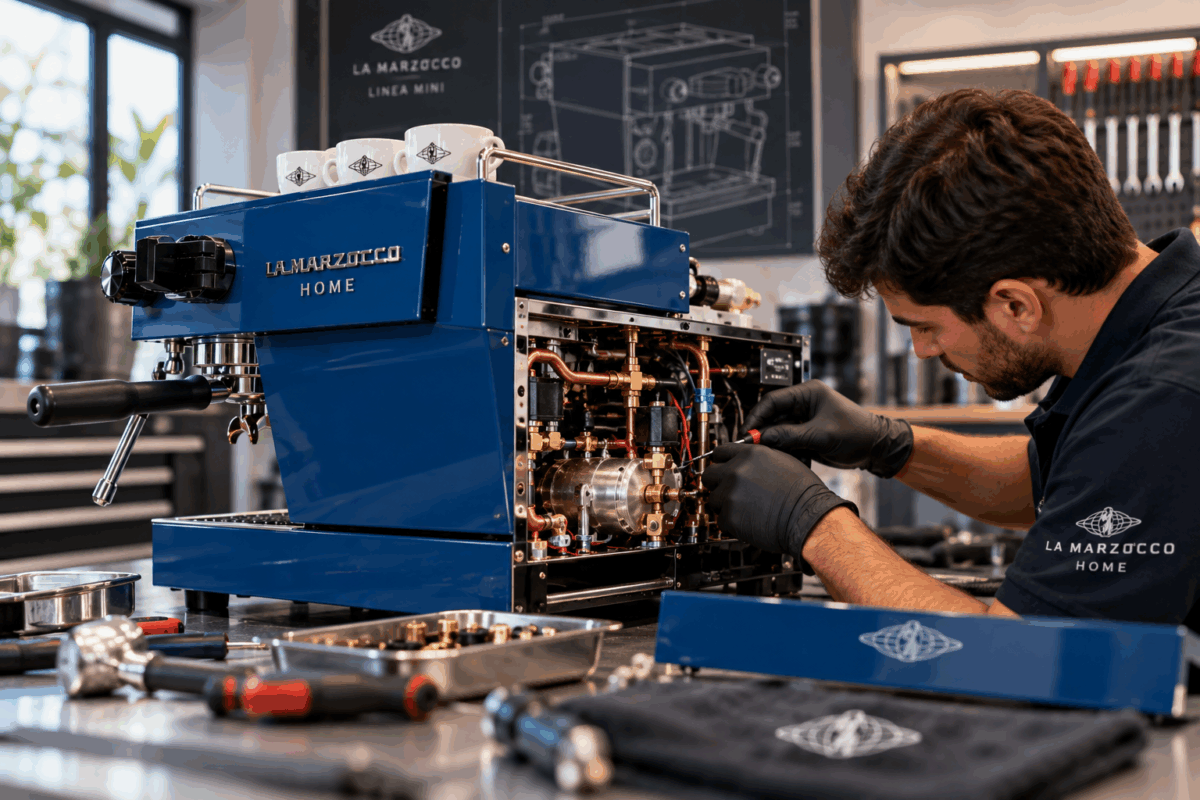 Reparación de cafetera La Marzocco Linea Mini azul